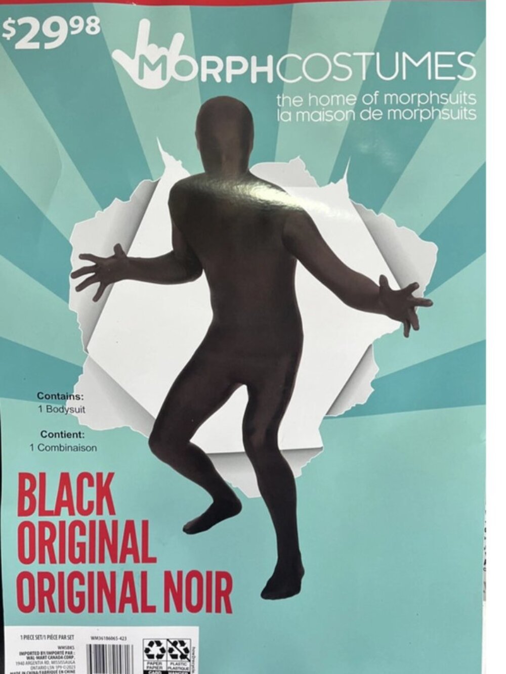 MorphCostumes Woman's Black Original Bodysuit Costume Medium